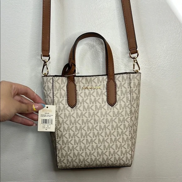 Michael Kors Brown Cream Mini Bag with Monogram - Picture 1 of 5